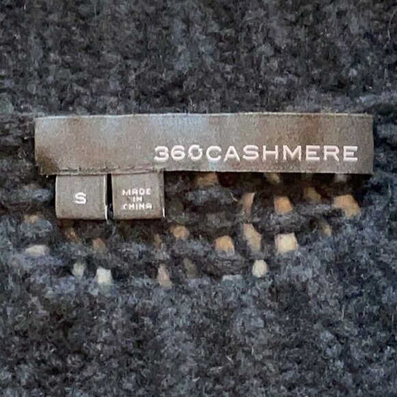 360 Cashmere Abbot Black Thick Knit Crew Neck Pullover Sweater Size S - Picture 9 of 12
